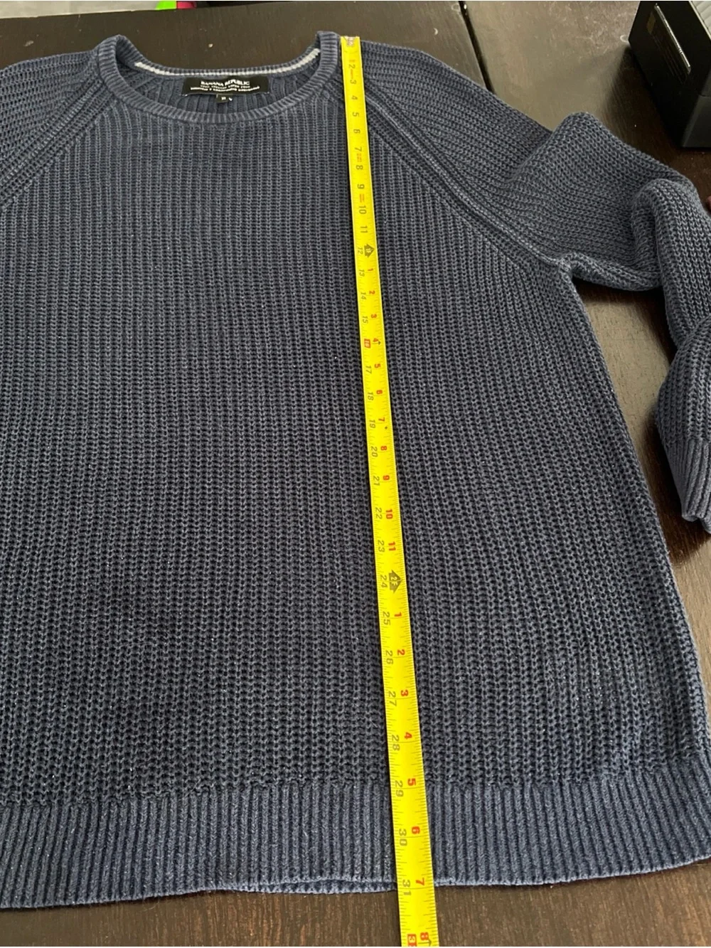 Banana Republic Italian Linen Sweater Navy Blue Men’s XL Fishnet Loose Knit